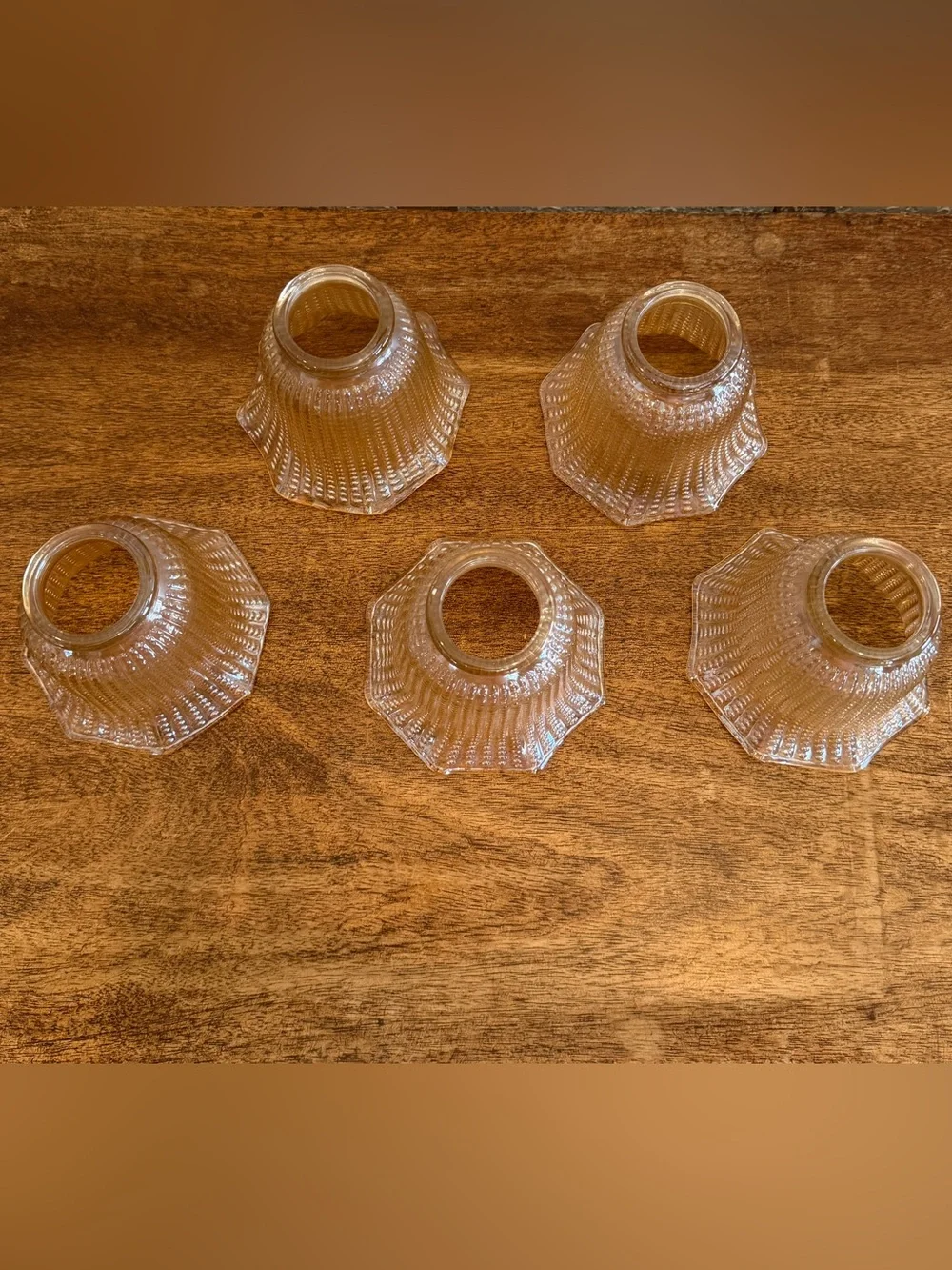 (5) Vintage Iridescent Hobnail Vanity Light Fan Cover Ruffled Nouveau Hollywood